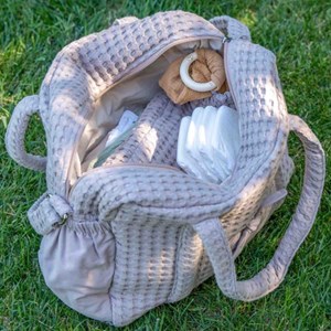 Sac à langer coton gaufré beige 28 x 42