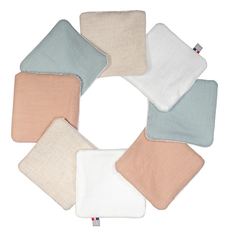 Lingettes lavables 8 pièces en lin