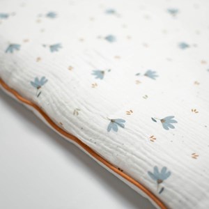 Oreiller réversible gaze coton bleuet