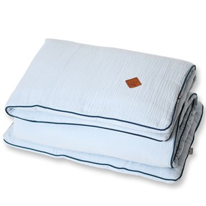 Couette en gaze de coton bleu 140 x 100