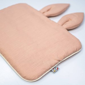 Oreiller extra plat lapin en lin pêche