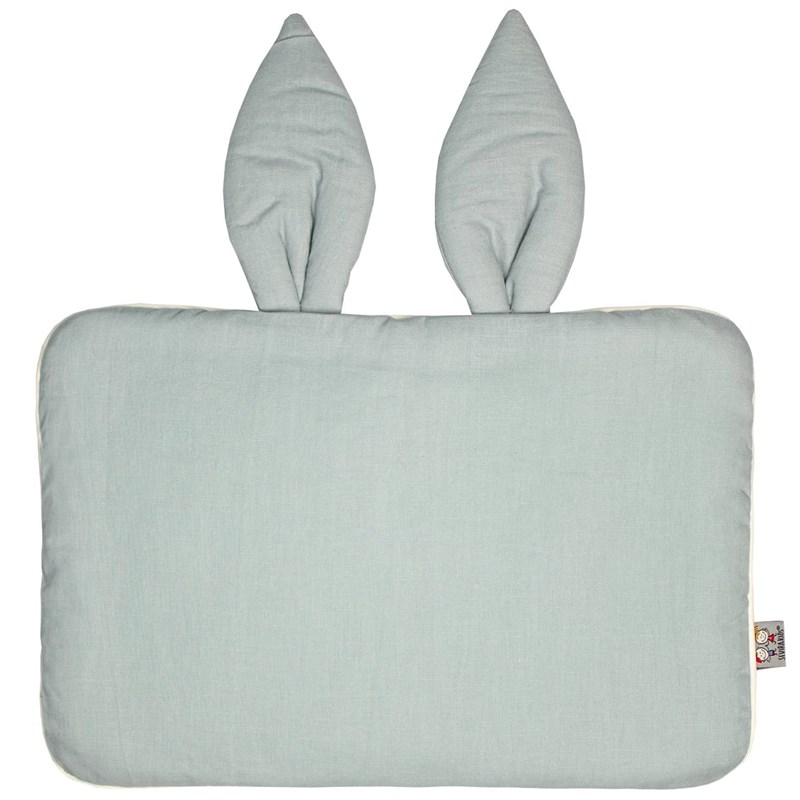 Oreiller extra plat lapin en lin vert