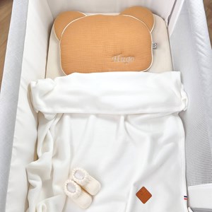 Oreiller bébé plat ourson gaze jeanne