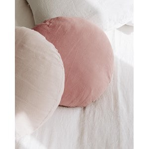 Léopold, le coussin rond en lin - rose