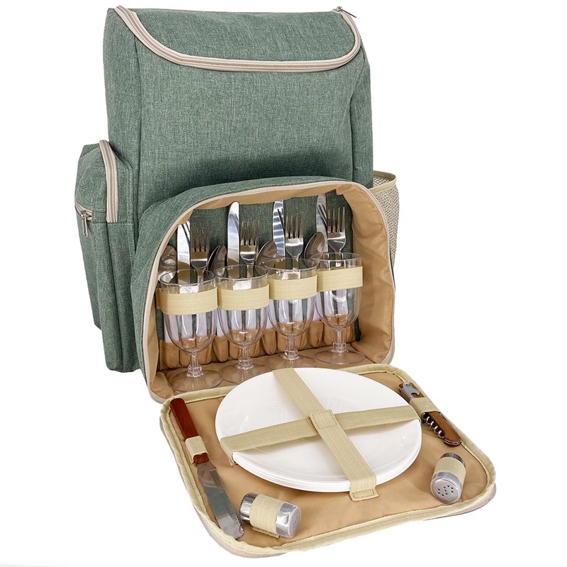 Sac à dos pique-nique vert kaki 4p