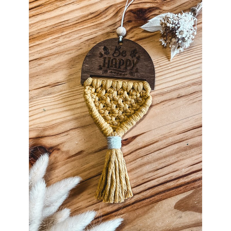 Grain de Fantaisies - Diffuseur macramé bois - bh moutarde