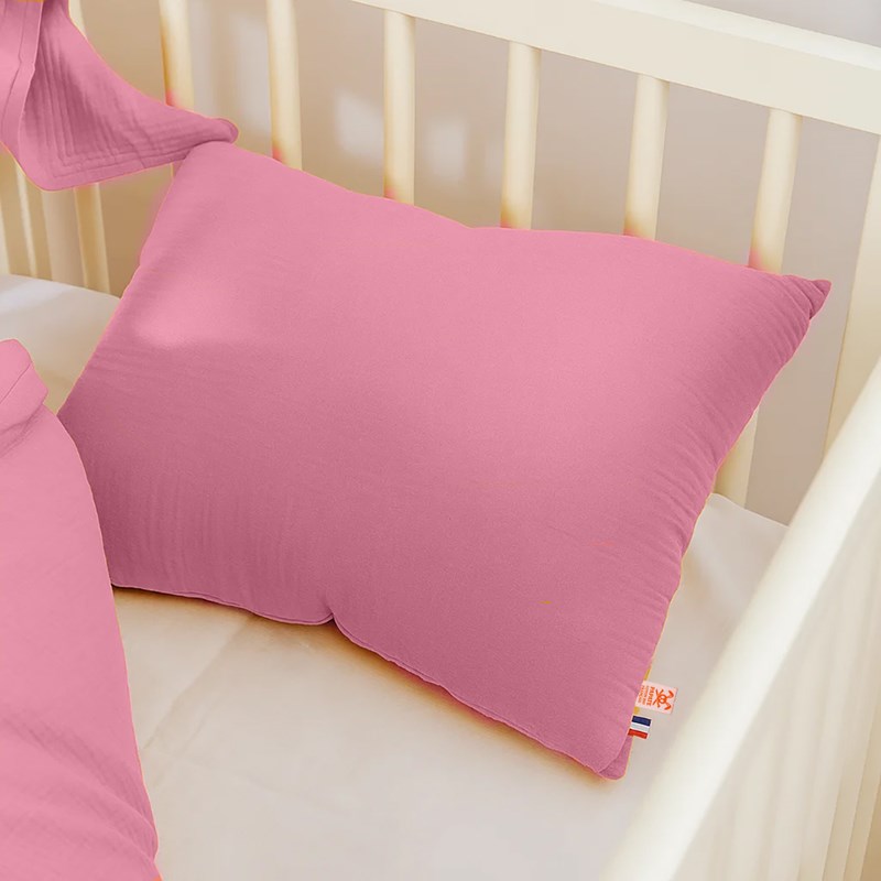 Coussin rectangle en coton bio rose