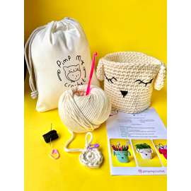 Kit de crochet  petit pot kawaii écru