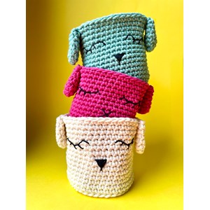Kit de crochet  petit pot kawaii bleu