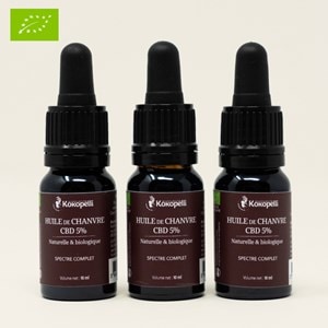 3 huiles de cbd bio 5% 10 ml