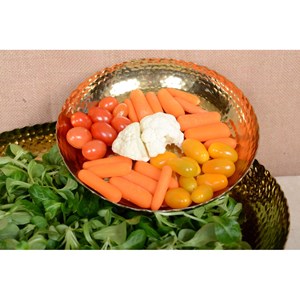 Plateau doré martelé sur pieds ronds 23cm