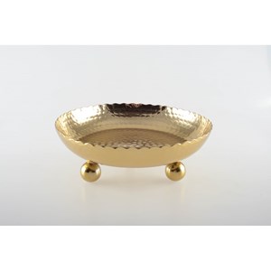 Plateau doré martelé sur pieds ronds 23cm