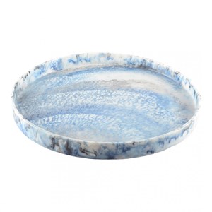 Plateau rond en résine bleu nuage