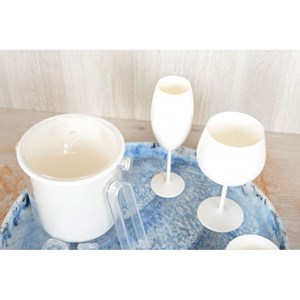 Plateau rond en résine bleu nuage