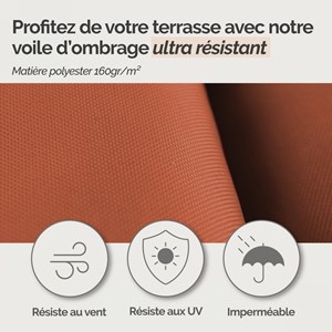 Voile d'ombrage rectangulaire - 3x4m