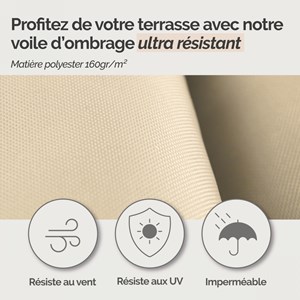 Voile d'ombrage rectangulaire - 3x4m