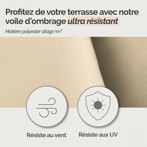 Voile ombrage rectangulaire - 3x4m Beige