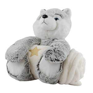 Peluche husky avec couverture