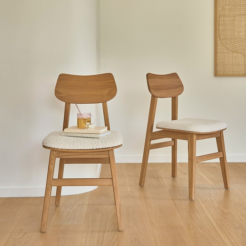 BOIS DESSUS BOIS DESSOUS - Lot de 2 chaises en teck massif assise b
