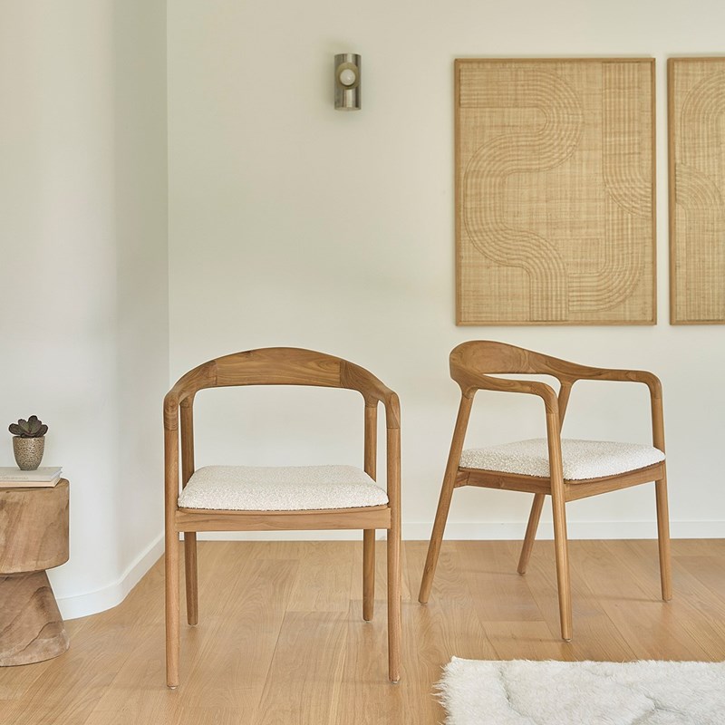 Berah Getah - Lot de 2 chaises en teck massif assise b