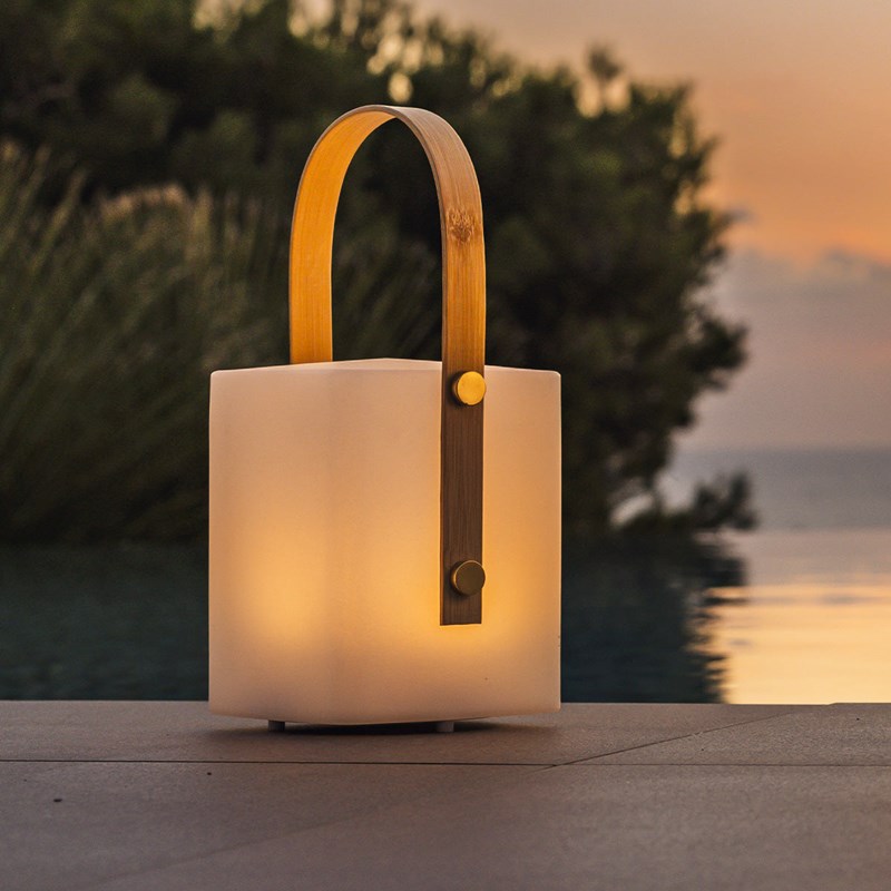 Lanterne sans fil led multicolore bois tiky