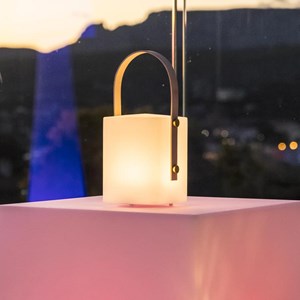 Lanterne sans fil led multicolore bois tiky