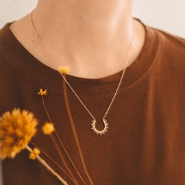 Collier plaqué or mode pendentif soleil