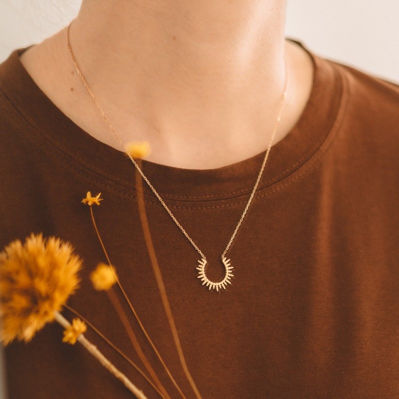 Nerina Bijoux - Collier plaqué or mode pendentif soleil