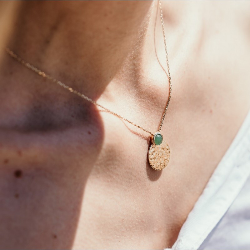 Nerina Bijoux - Collier or  medaillon aventurine