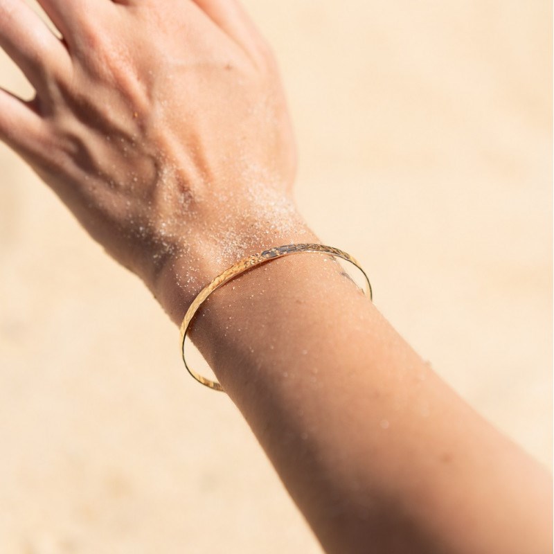 Nerina Bijoux - Jonc bracelet plaqué or mode  martelé