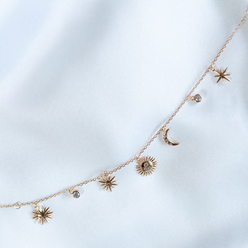 Nerina Bijoux - Bracelet lune soleil plaqué or