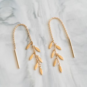 Boucles d'oreilles pendantes pampille or