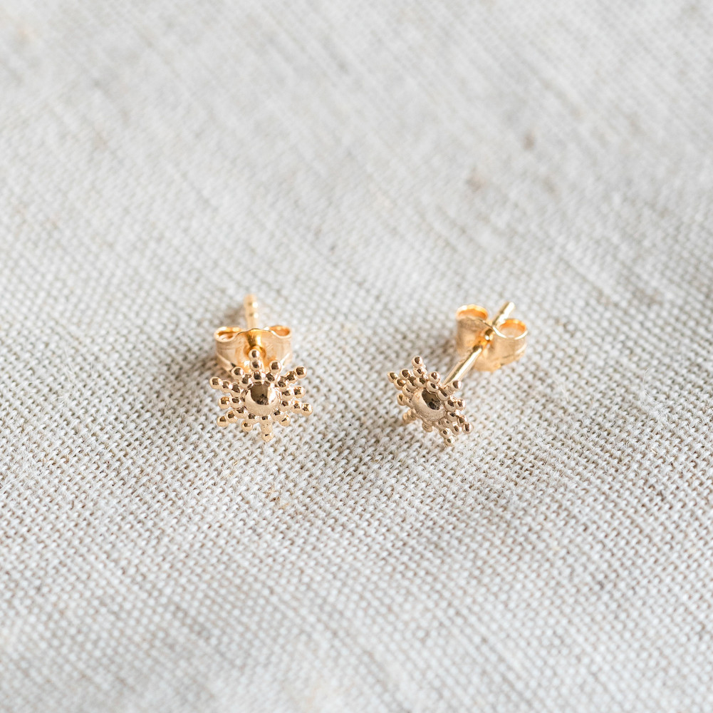 Boucles D'oreilles Argent Et Pierre De Soleil - Fait Main, Neuf Avec étiquettes - Modèle #1589