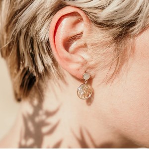 Boucles d'oreilles pendantes nacre or