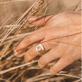 Bague plaqué or  pierre fine quartz rose