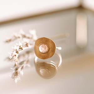 Bague plaqué or  pierre fine quartz rose