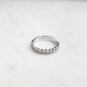 Bague argent couronne pierres zirconium