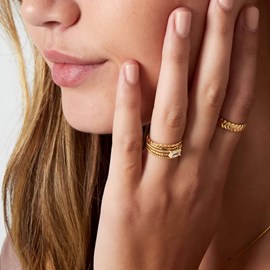 Bague multirang strass acier inoxydable