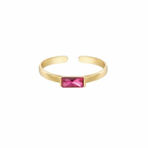 Bague pierre rose acier inoxydable