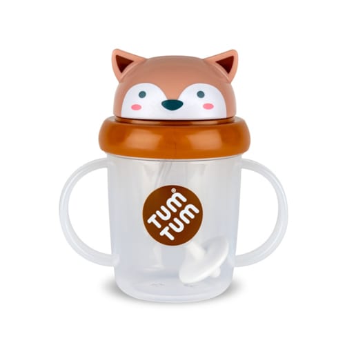 Tum Tum - Tasse antifuite avec paille lestée Renard (200 ml)