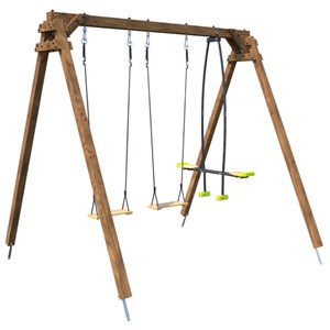 Portique en bois carré 3 agrès avec face