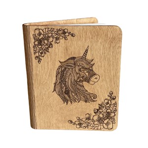 Carnet en bois - Licorne