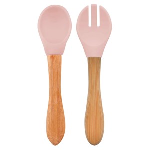 Set de couverts en silicone rose clair