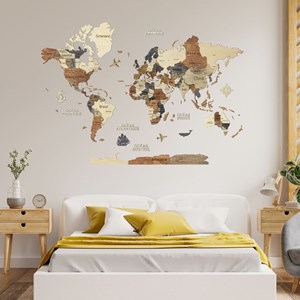 Carte du monde en bois 3d multicolor l