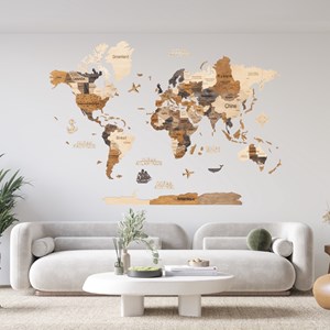 Carte du monde en bois 3d multicolor xl