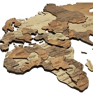Carte du monde en bois 3d foncée m
