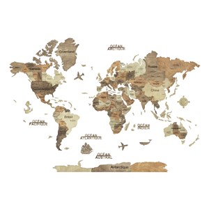 Carte du monde en bois 3d foncée m