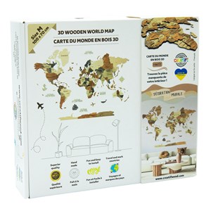Carte du monde en bois 3d foncée m