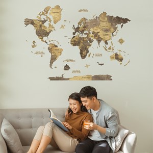 Carte du monde en bois 3d chocolate m