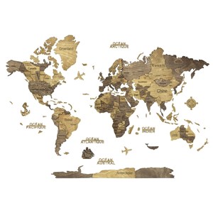 Carte du monde en bois 3d chocolate m